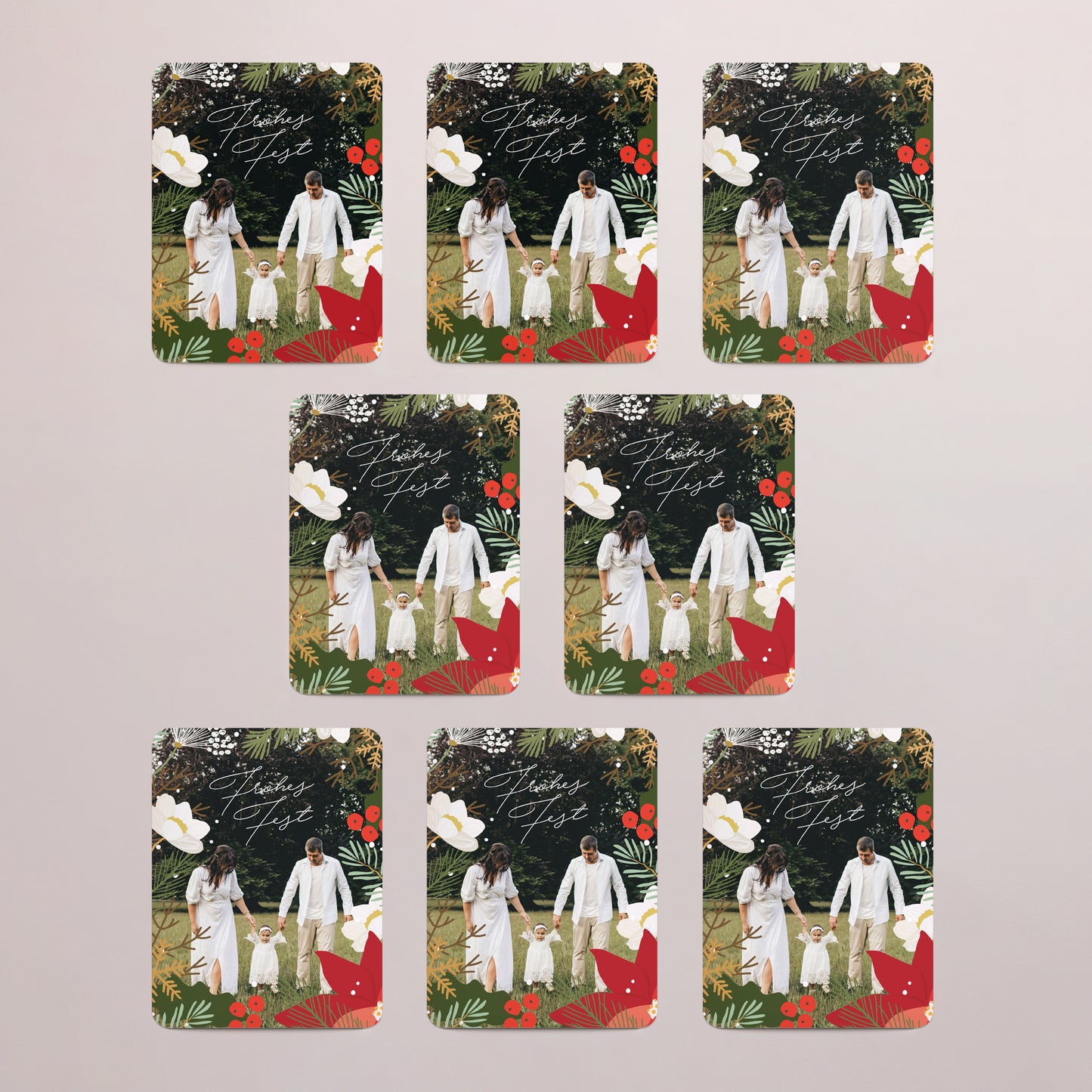 Weihnachtskarte Weihnachten Set von 8, magnetisch, rechteckig mit abgerundeten Ecken Weihnachtskranz foto N° 3