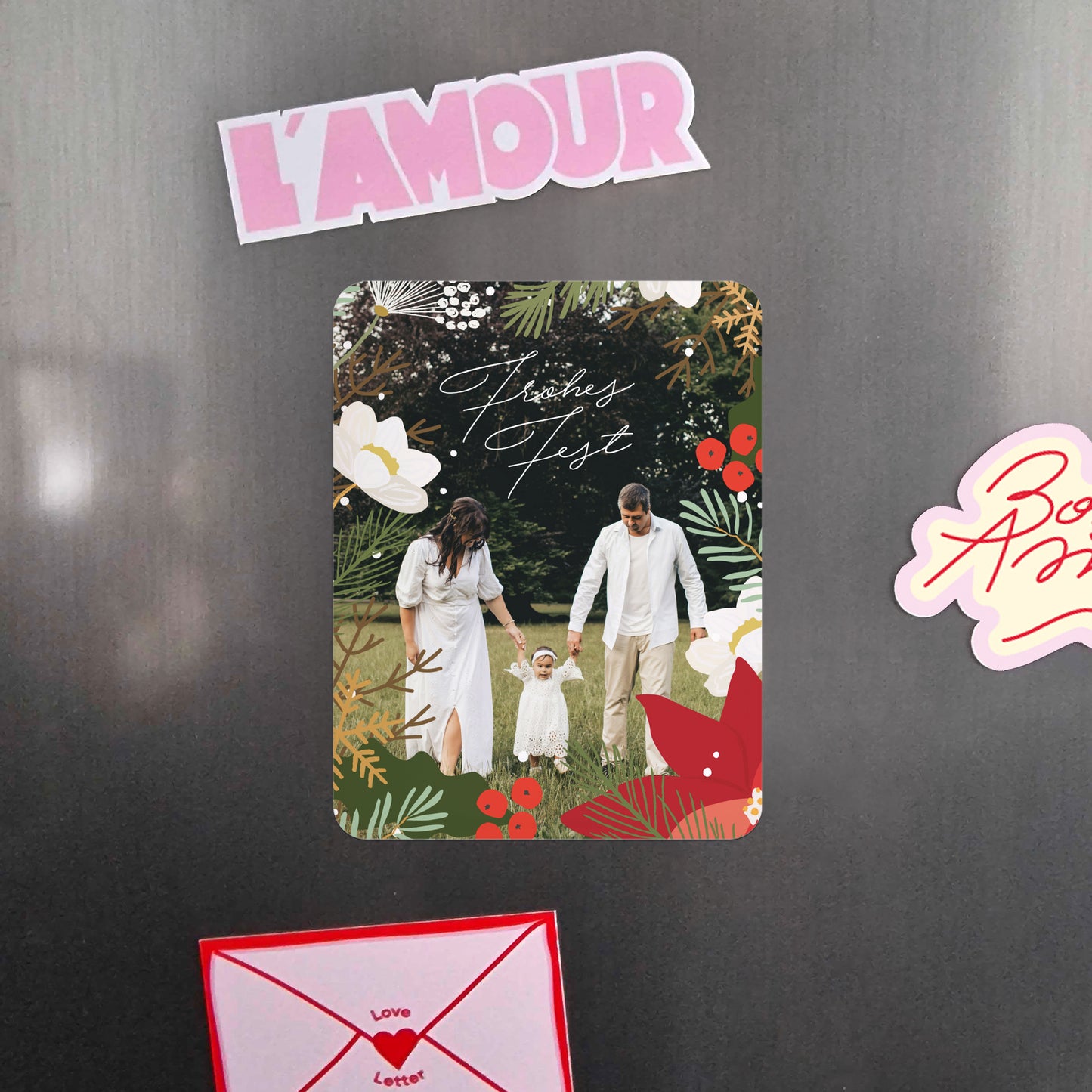 Weihnachtskarte Weihnachten Set von 8, magnetisch, rechteckig mit abgerundeten Ecken Weihnachtskranz foto N° 4