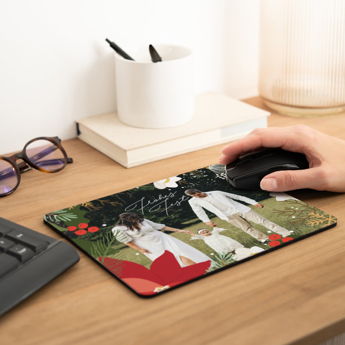 Mousepad Weihnachten Rechteck Weihnachtskranz foto N° 2