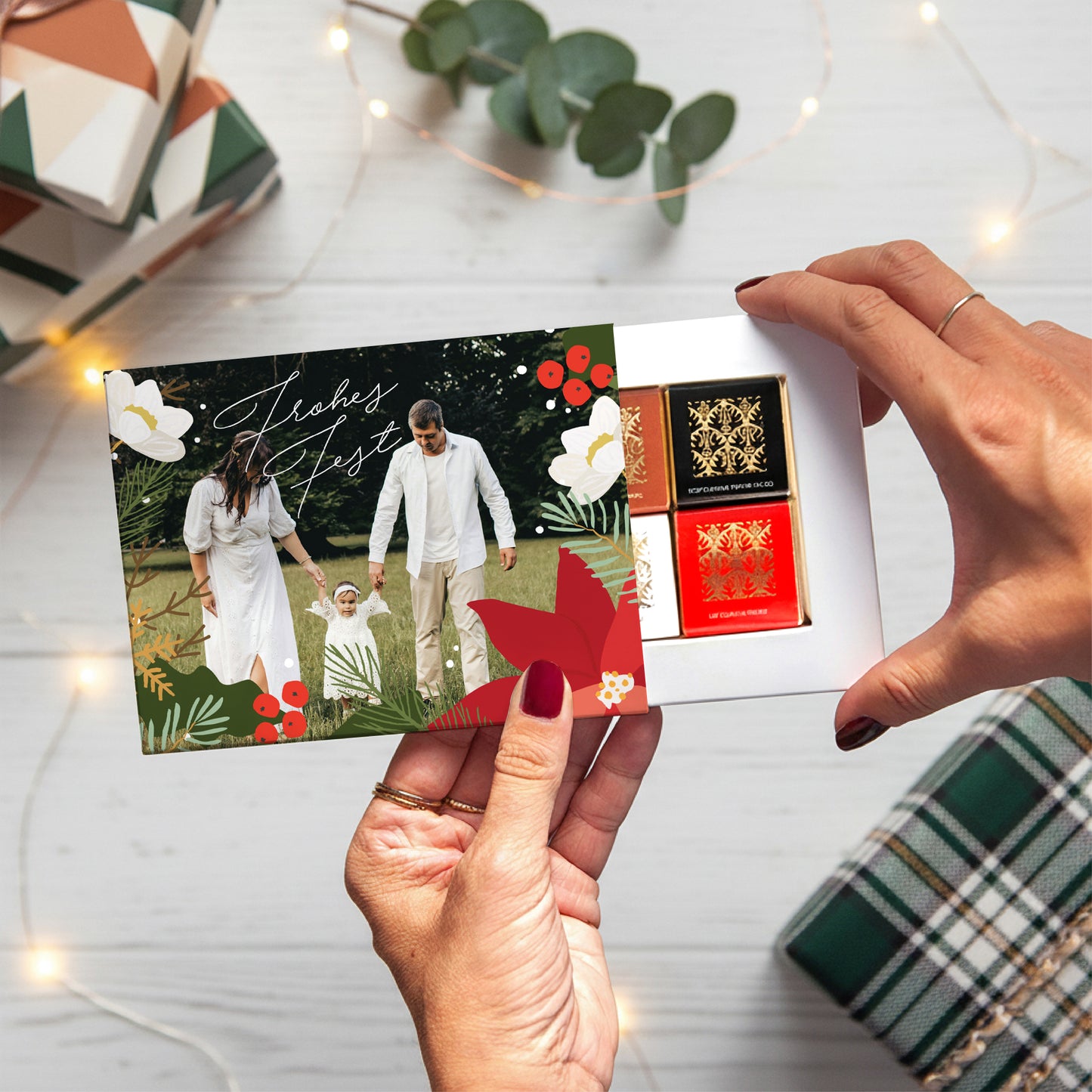 Personalisierte Schokoladenbox Weihnachten 6 Schokoladen Weihnachtskranz foto N° 1