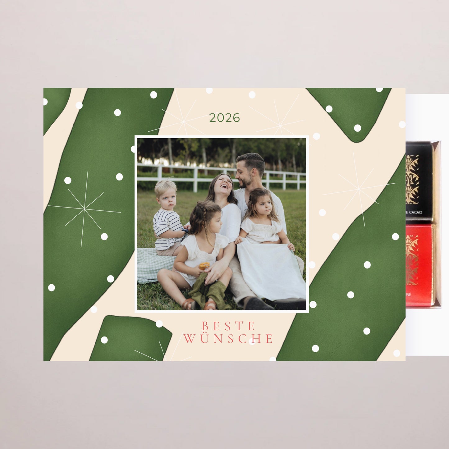Personalisierte Schokoladenbox Weihnachten 6 Schokoladen Smaragdschnee foto N° 2
