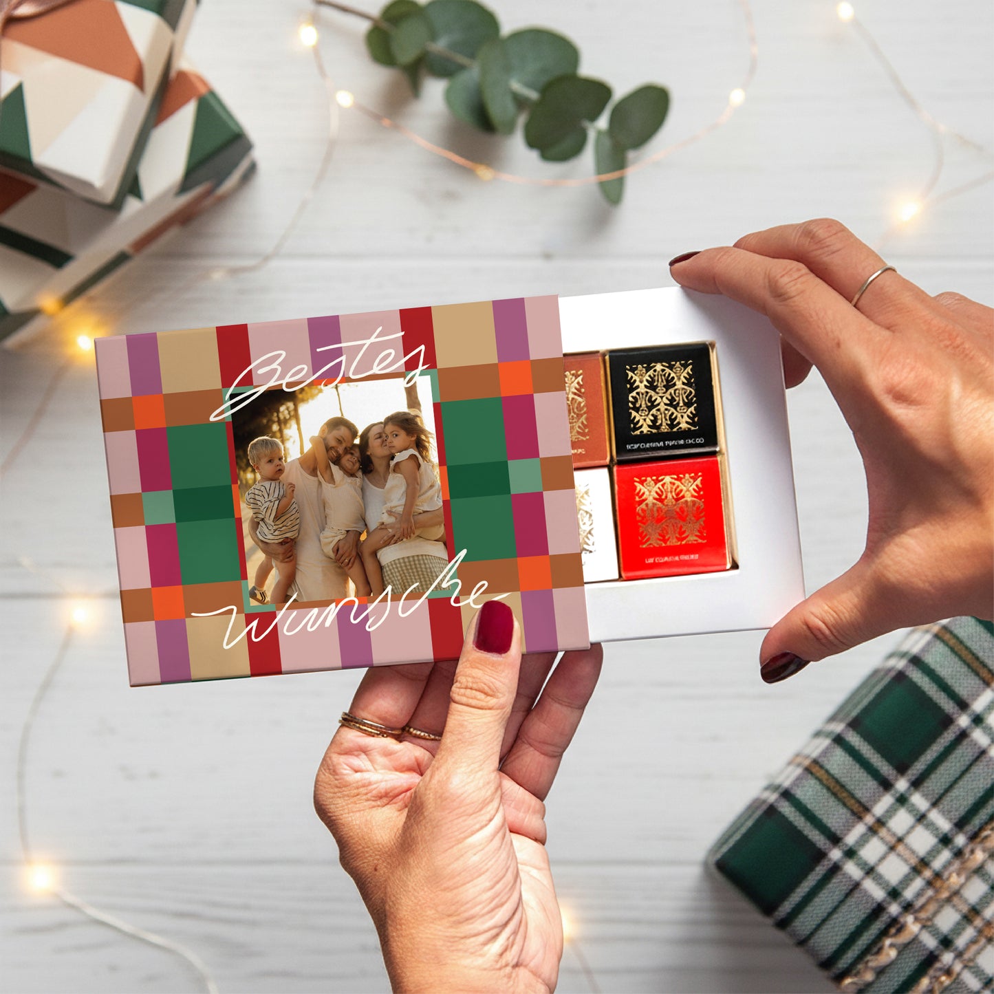 Personalisierte Schokoladenbox Weihnachten 6 Schokoladen Buntes Weihnachten foto N° 1