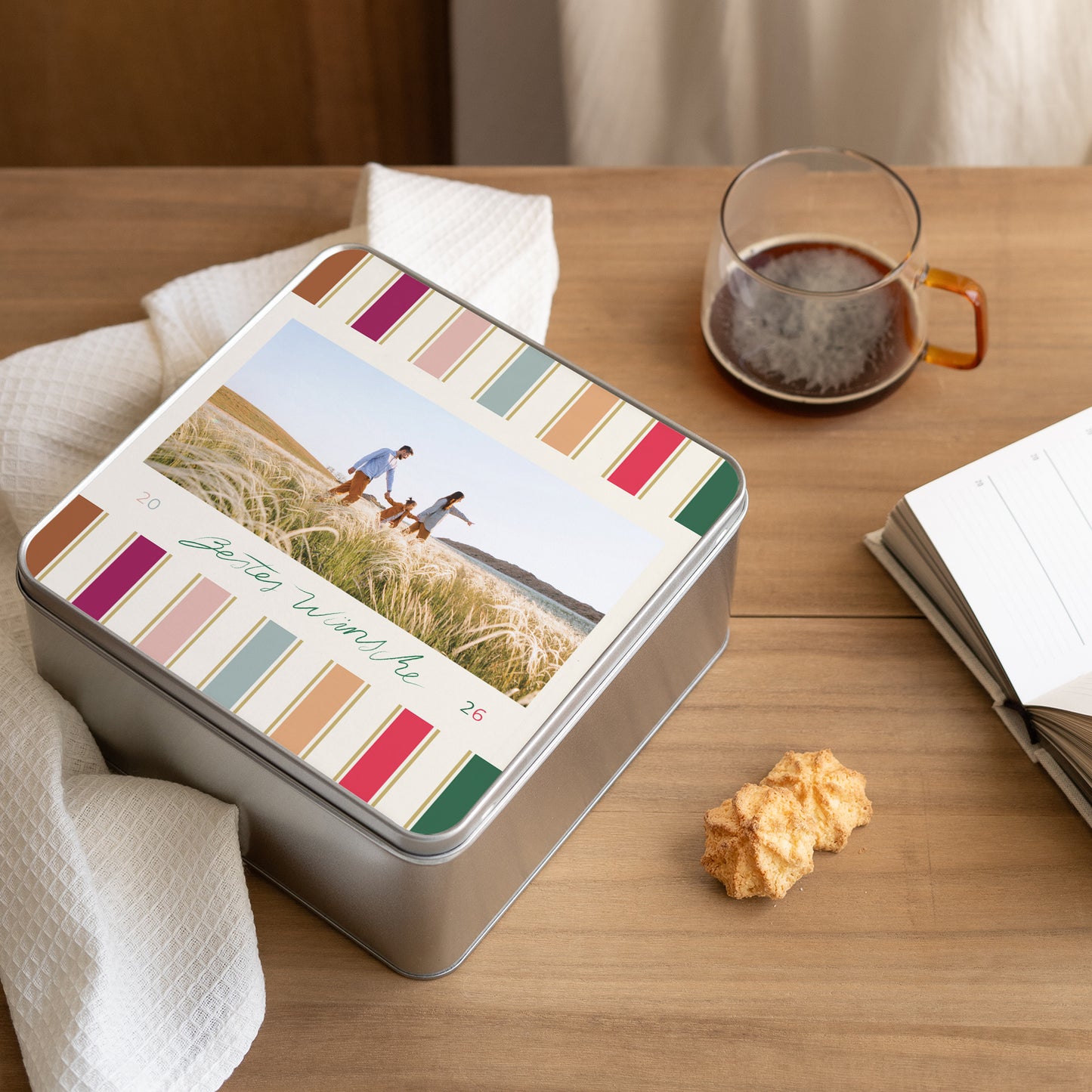 Metalldose Weihnachten Quadratisch Weihnachtsbänder foto N° 2