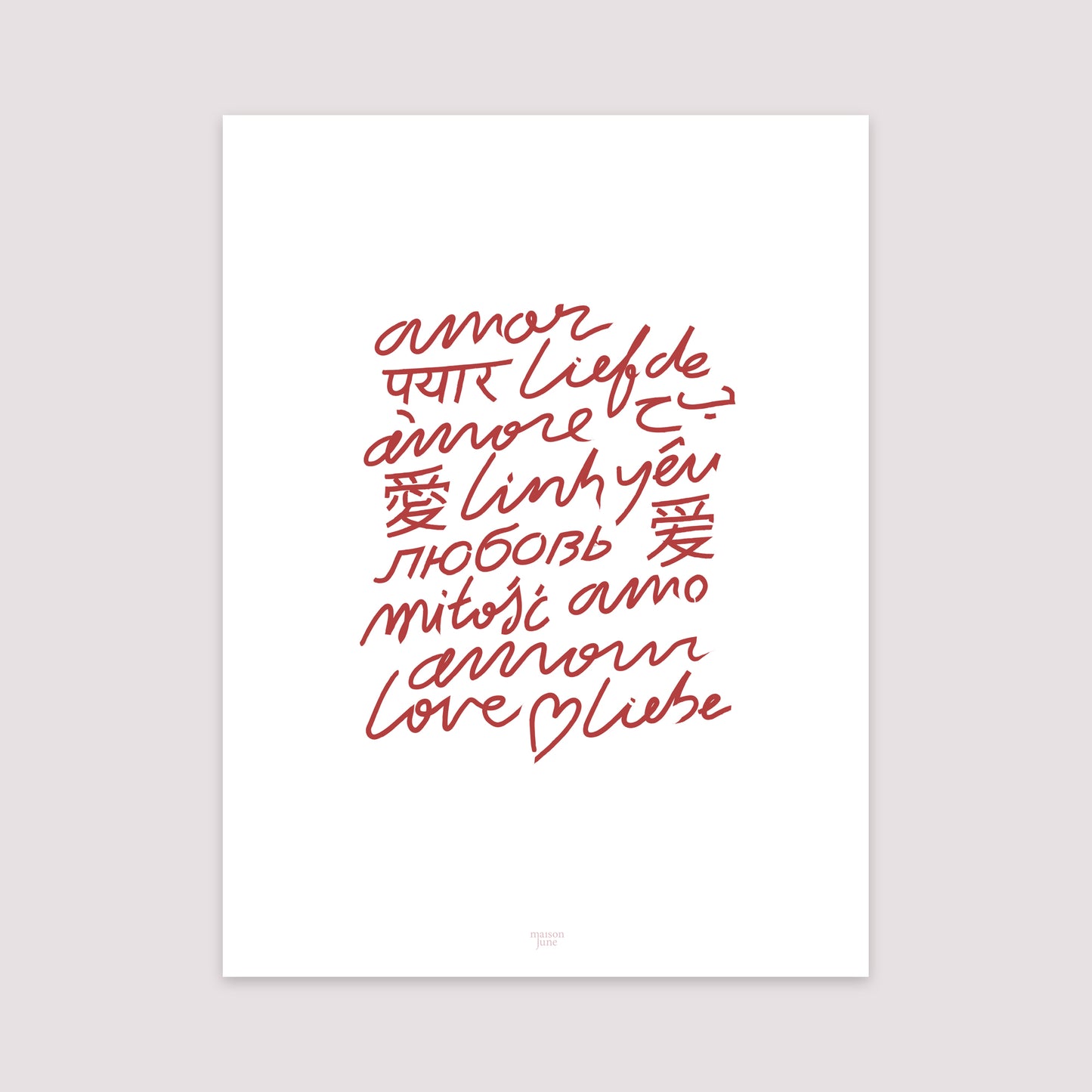 Poster Objekte Porträt Mehrsprachige Liebe foto N° 2