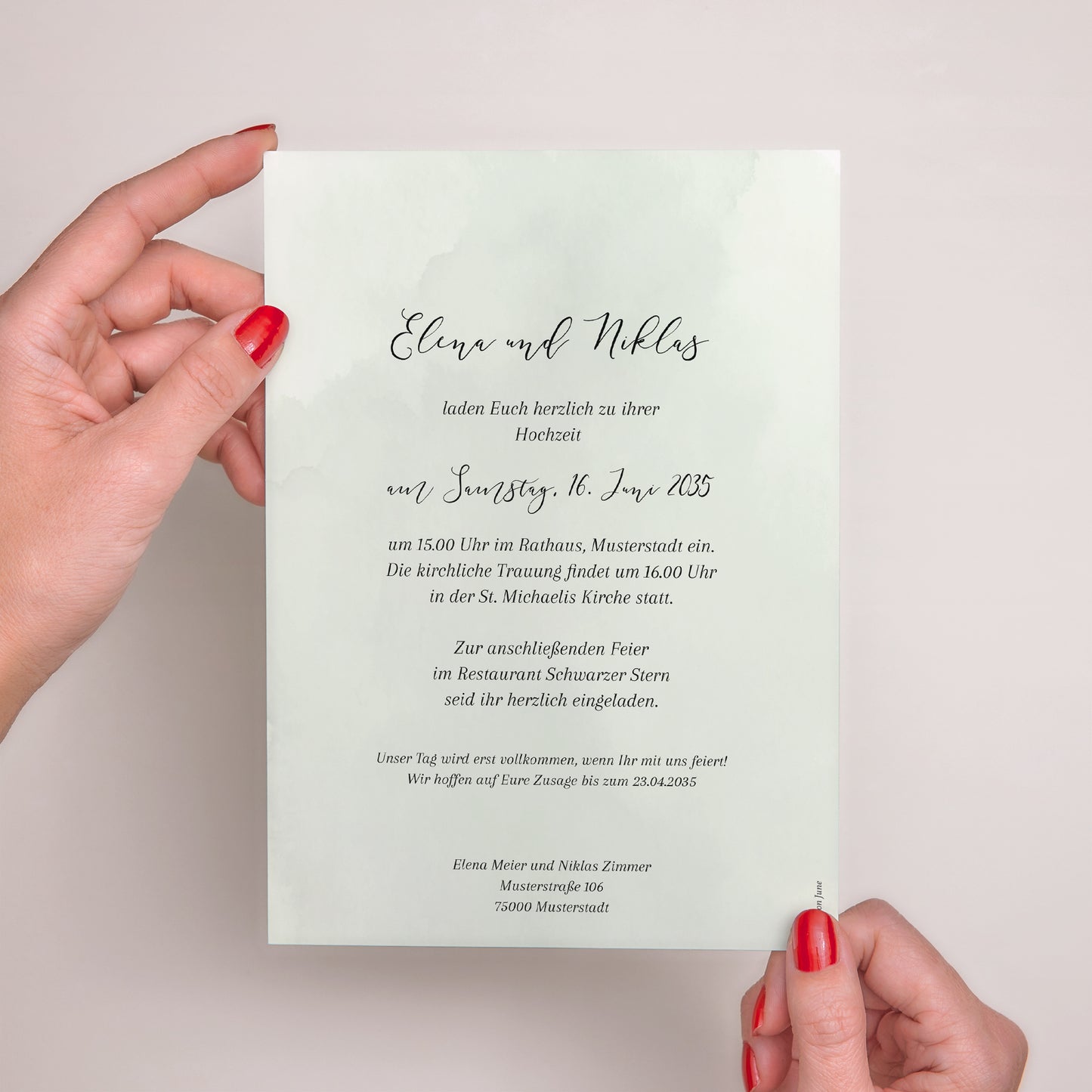 Hochzeitseinladung Porträt Der Weg zum Glück foto N° 3