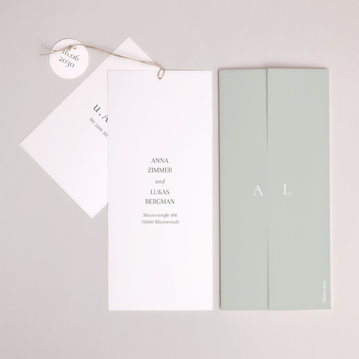 Hochzeitseinladung Portrait-Hülle 2 Karten, Etikett Garten der Eleganz foto N° 4