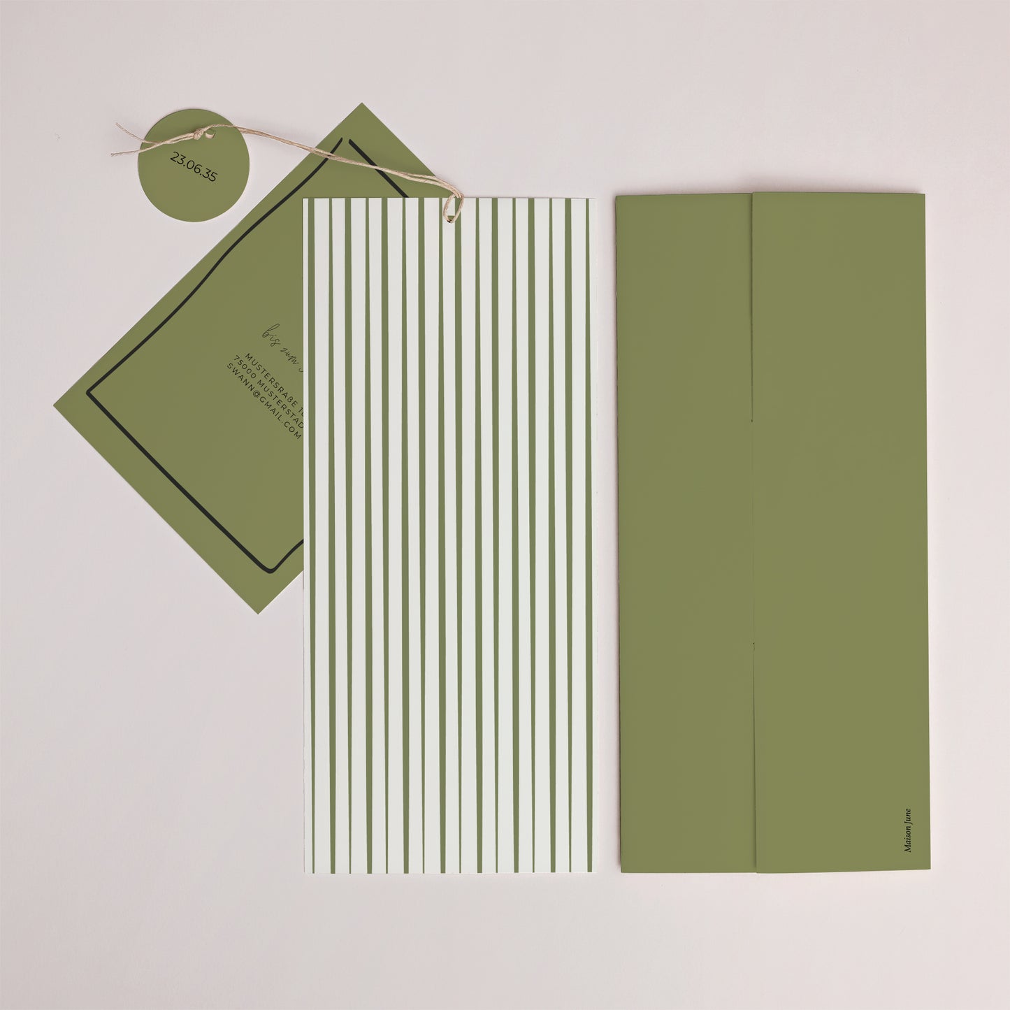 Hochzeitseinladung Portrait-Hülle 2 Karten, Etikett Alles grün foto N° 4