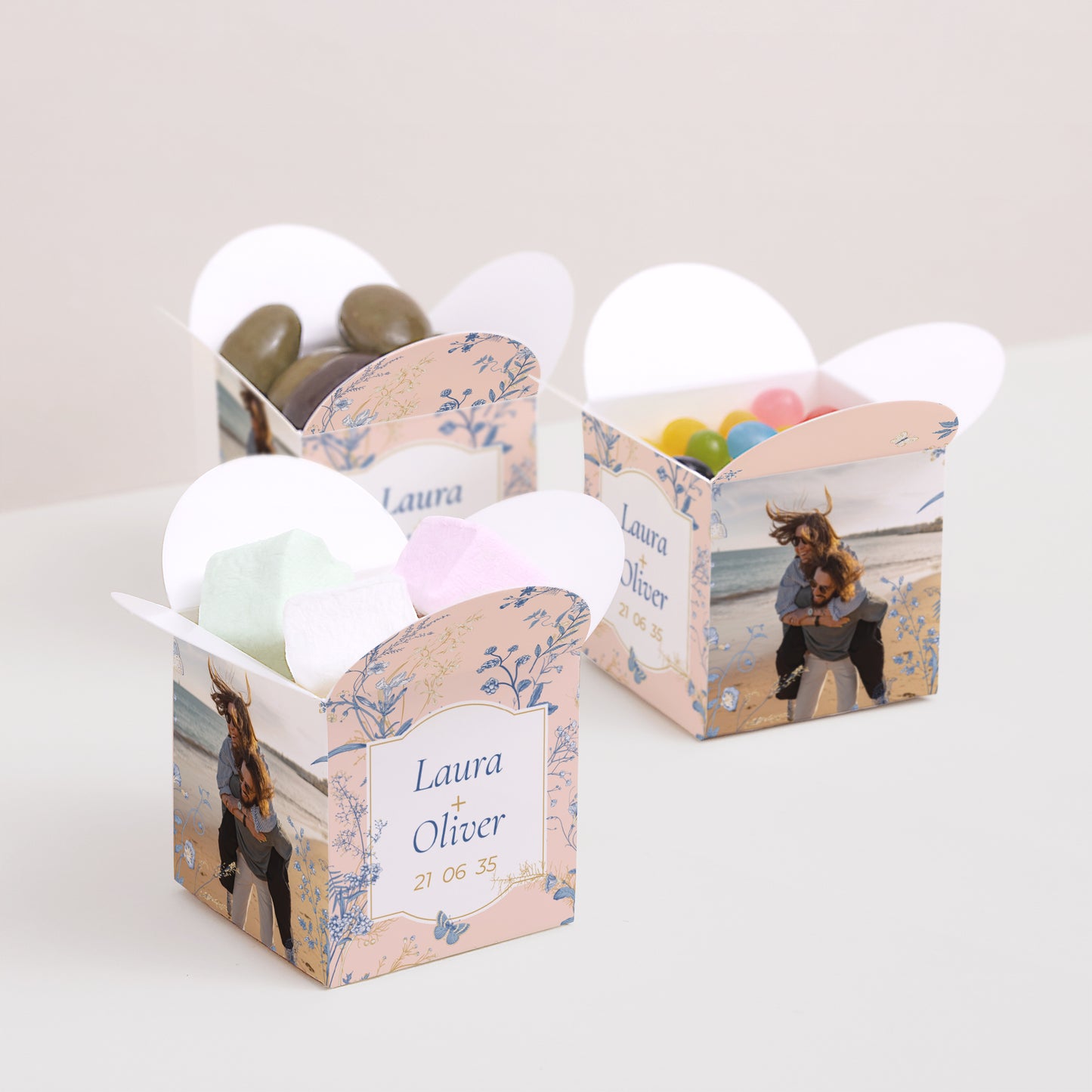 Geschenkbox Hochzeit Schmetterlingsöffnung Wildkräuter foto N° 3