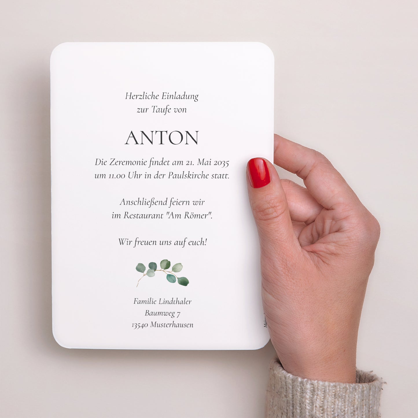 Taufeinladung Porträt, abgerundete Kanten Die Heilige Krone foto N° 3