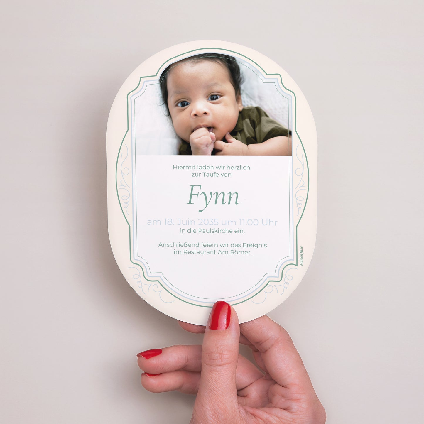 Taufeinladung oval Taufe und Zärtlichkeit foto N° 3