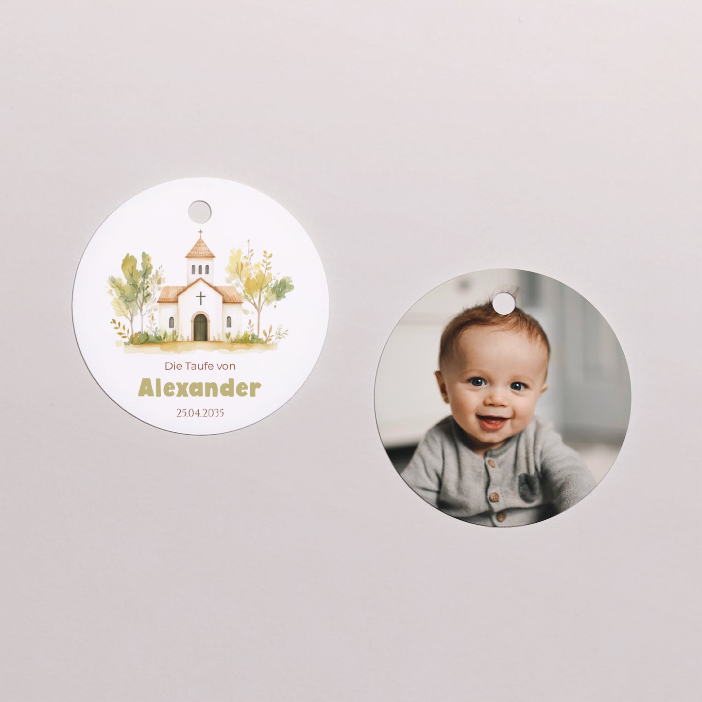 Geschenkbox Taufe Kugel mit runder Etikette Ein Gesegneter Tag foto N° 3