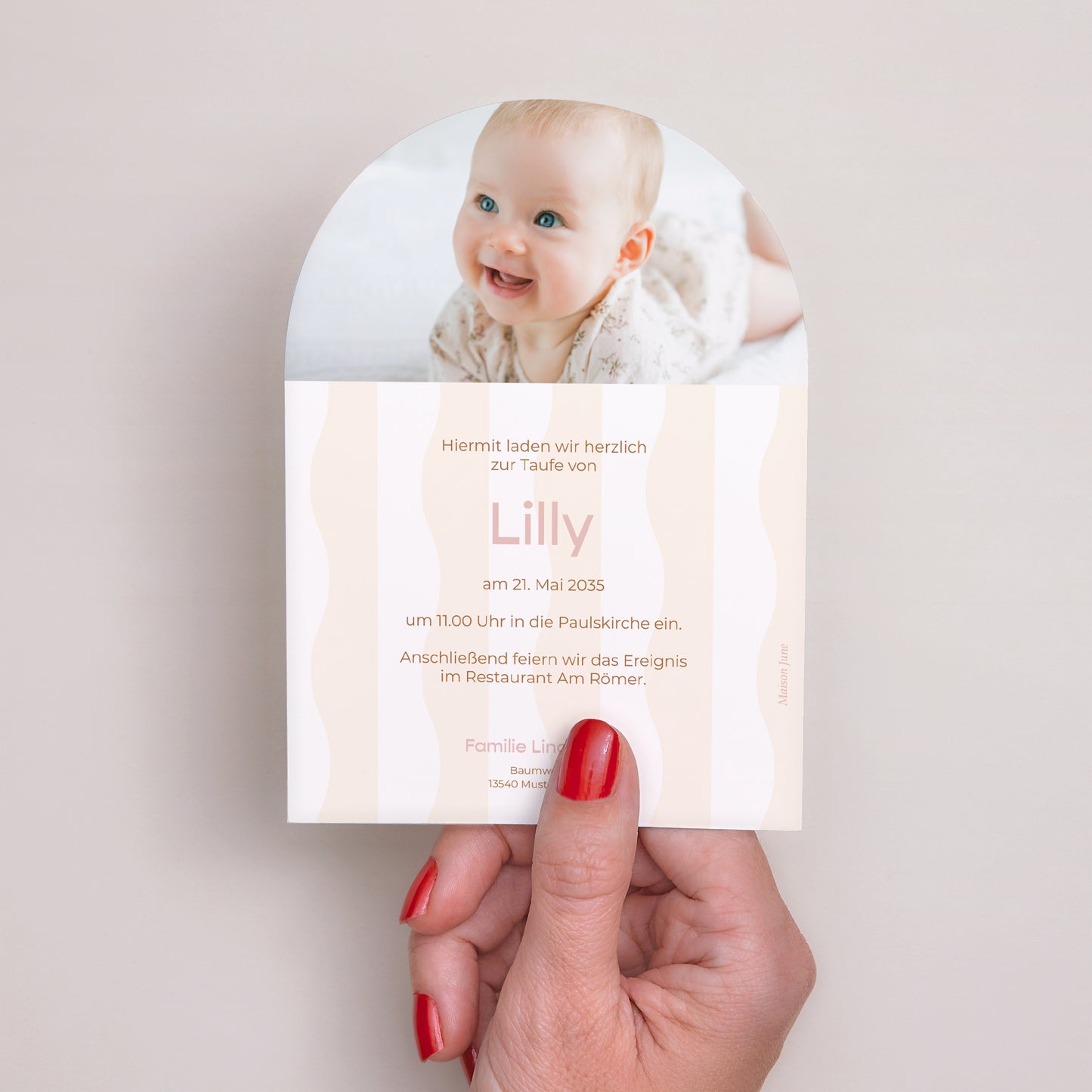 Taufeinladung Kleine Arche Pink Blessed Wave foto N° 3