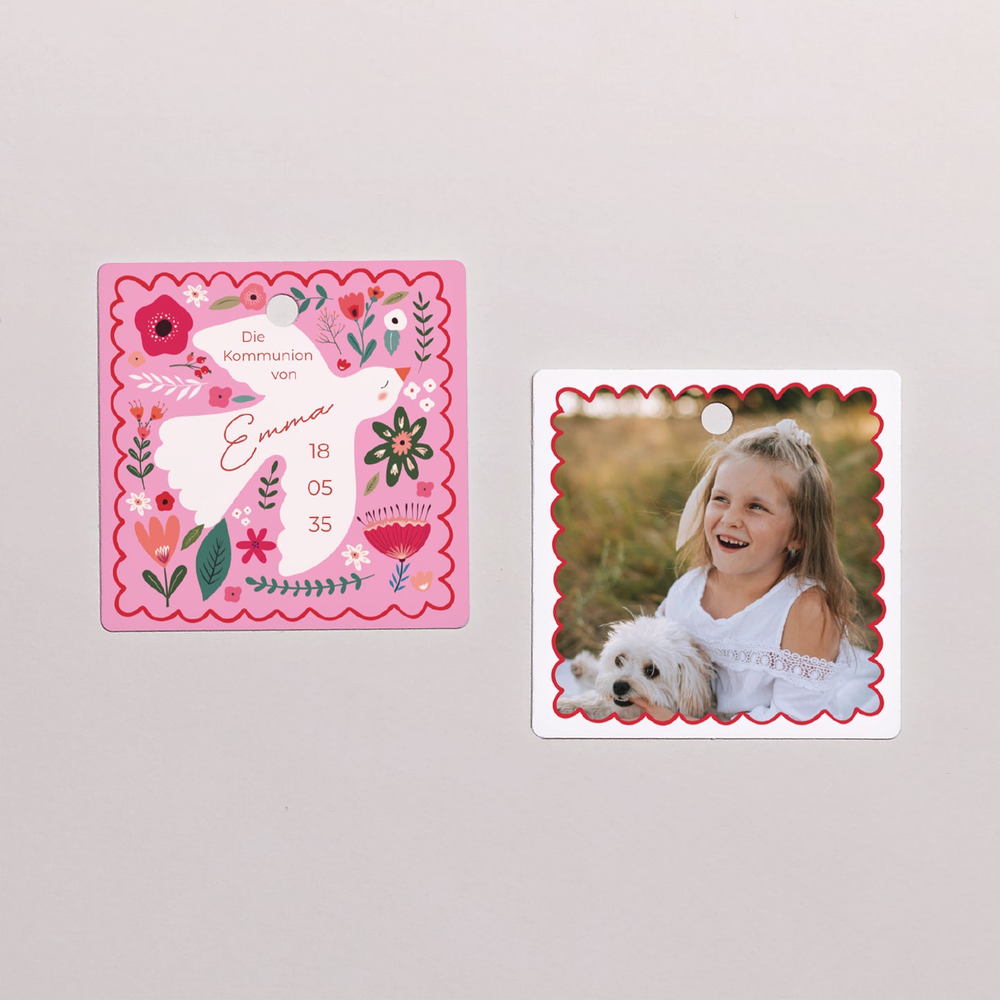 Geschenkbox Kommunion Kugel mit quadratischem Etikett Sublimes Instant foto N° 3