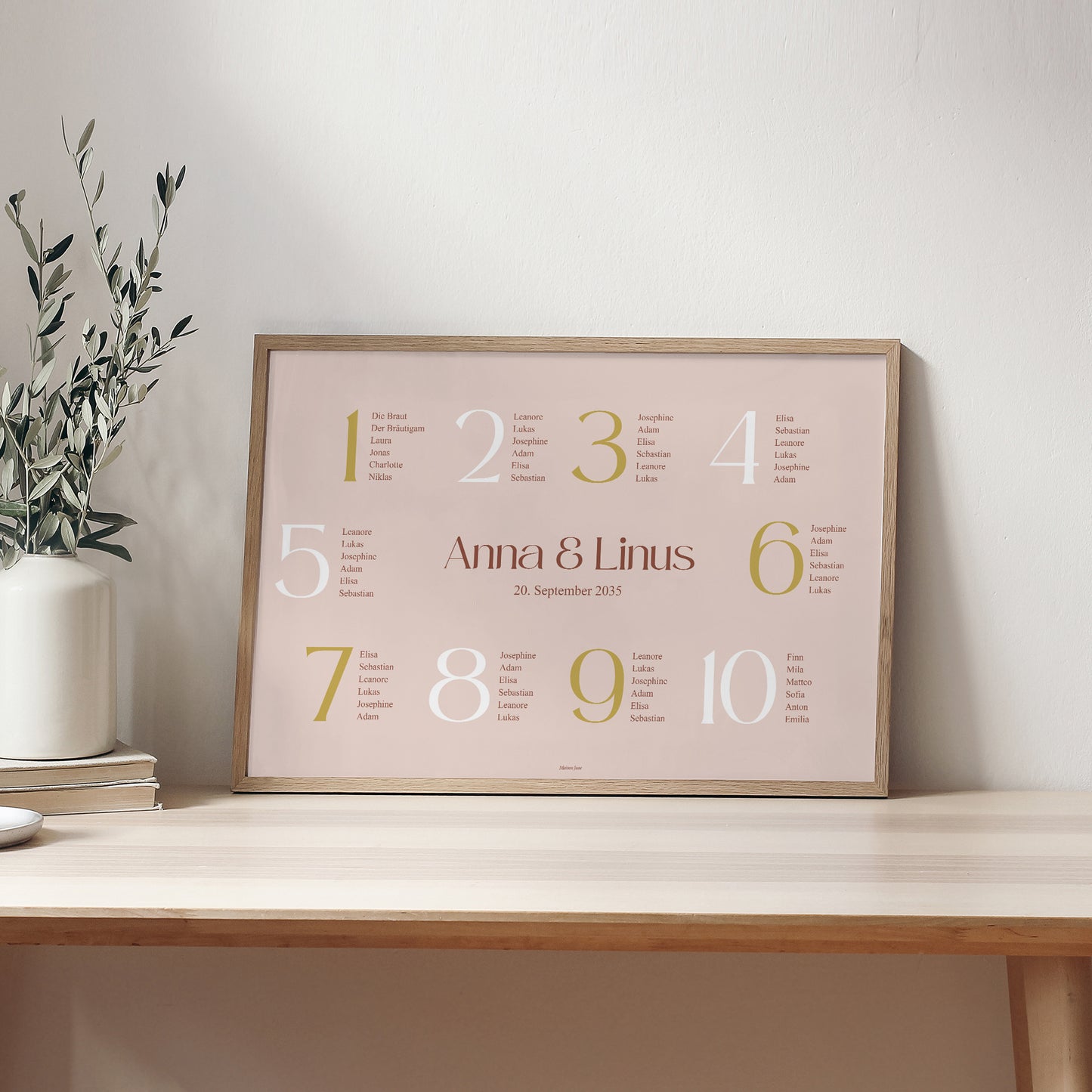 Sitzplan Hochzeit Landschaft 90 x 60 cm Vereinte Linien foto N° 2