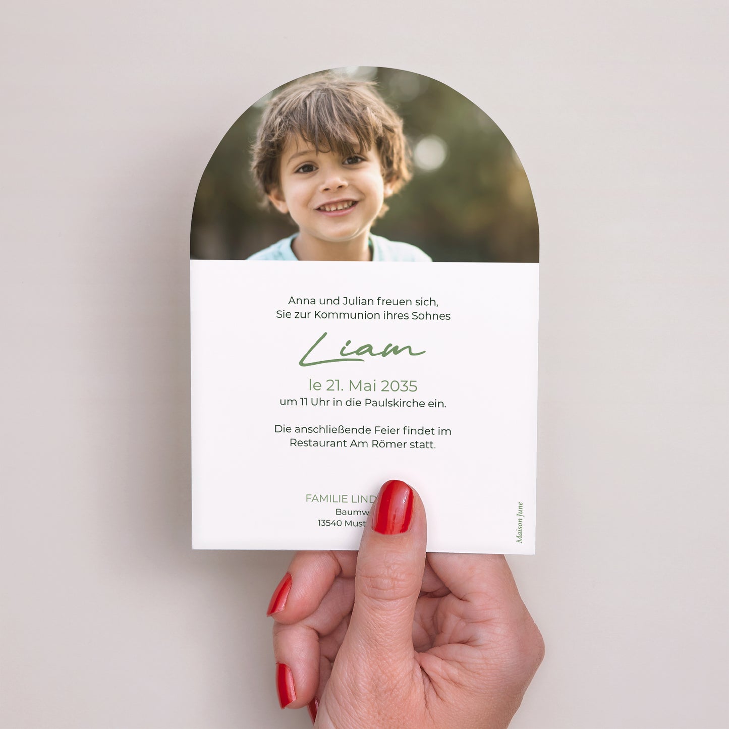 Einladungskarte Kommunion Kleine Arche Licht der Prärie foto N° 3