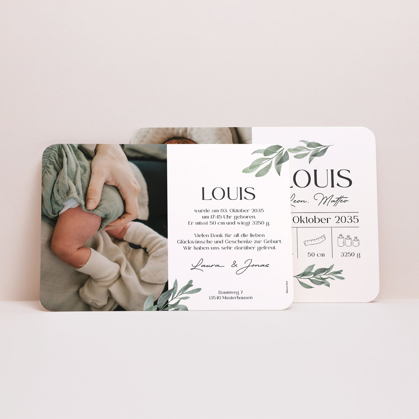 Geburtskarten Landschaft, abgerundete Ränder Lebenszweig foto N° 3