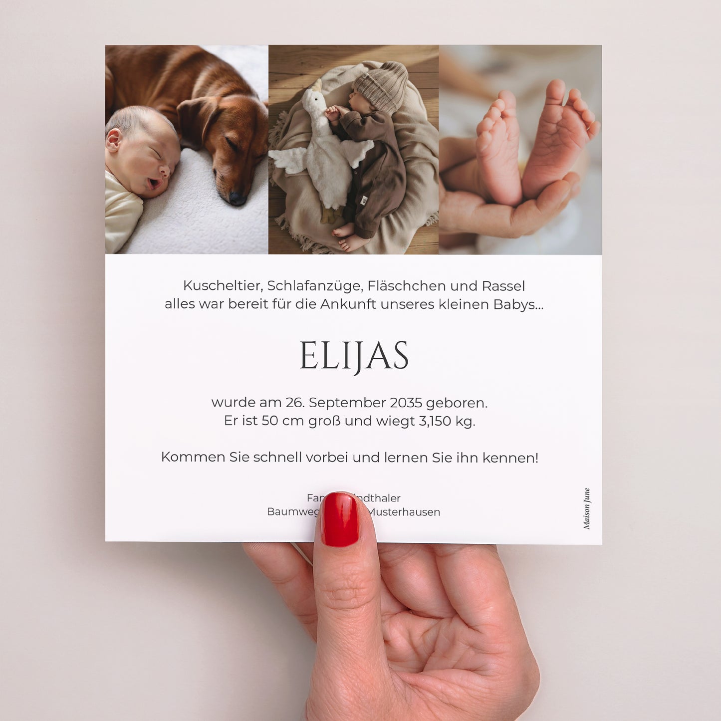 Geburtskarten Einfaches Quadrat Durch das Objektiv foto N° 3