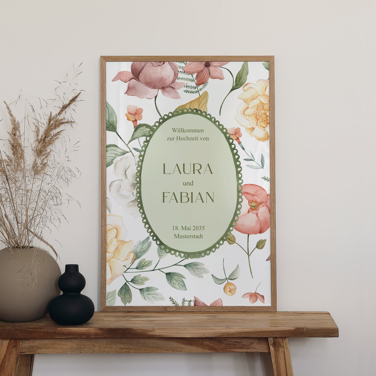 Begrüßungstafel Hochzeit Porträt 60 x 90 cm Liebesgarten foto N° 2