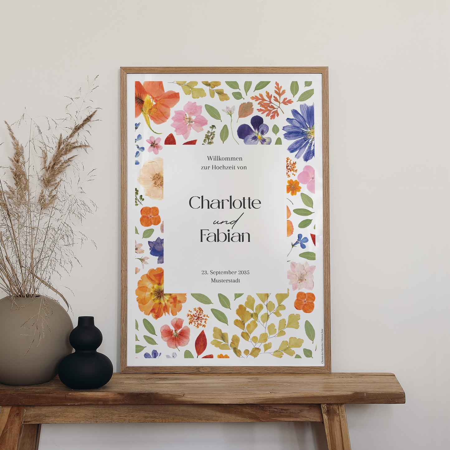 Begrüßungstafel Hochzeit Porträt 60 x 90 cm Liebesherbarium foto N° 2