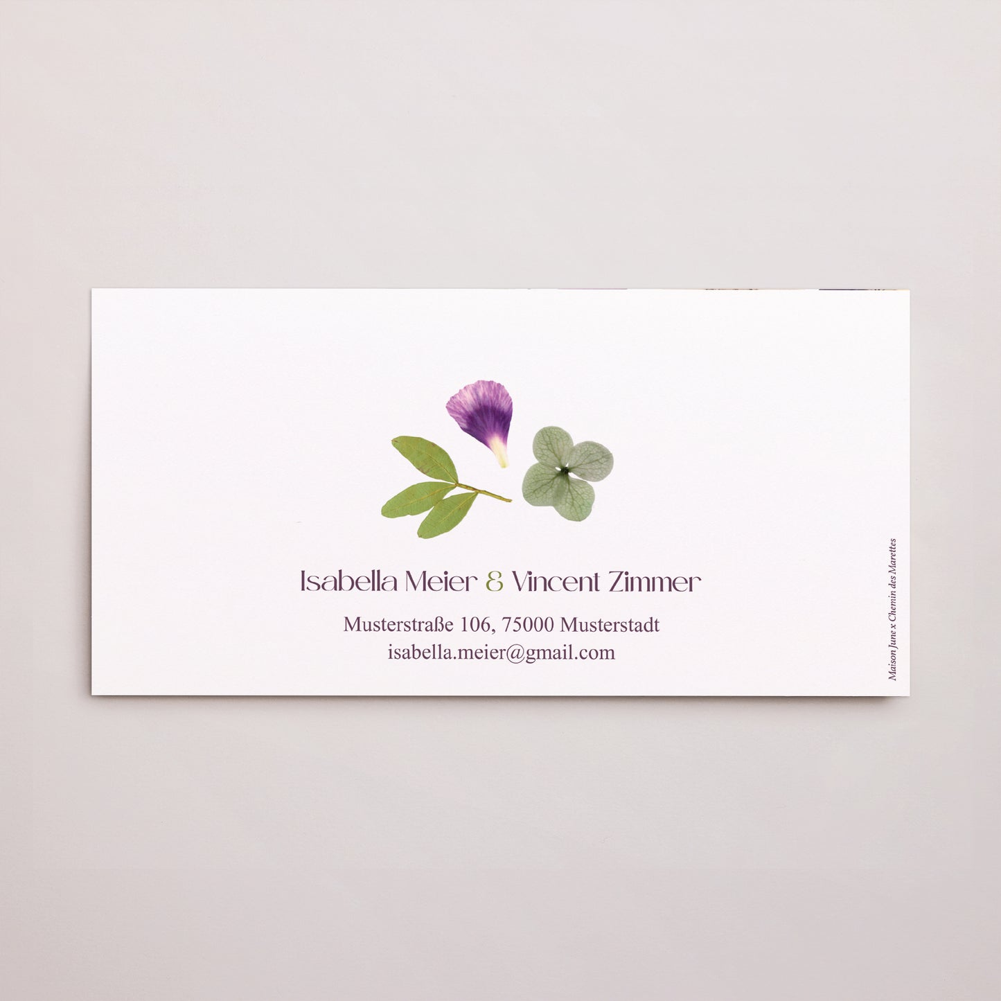 Hochzeitseinladung Rechteckige Tasche, 2 Karten Blumenrunde foto N° 4