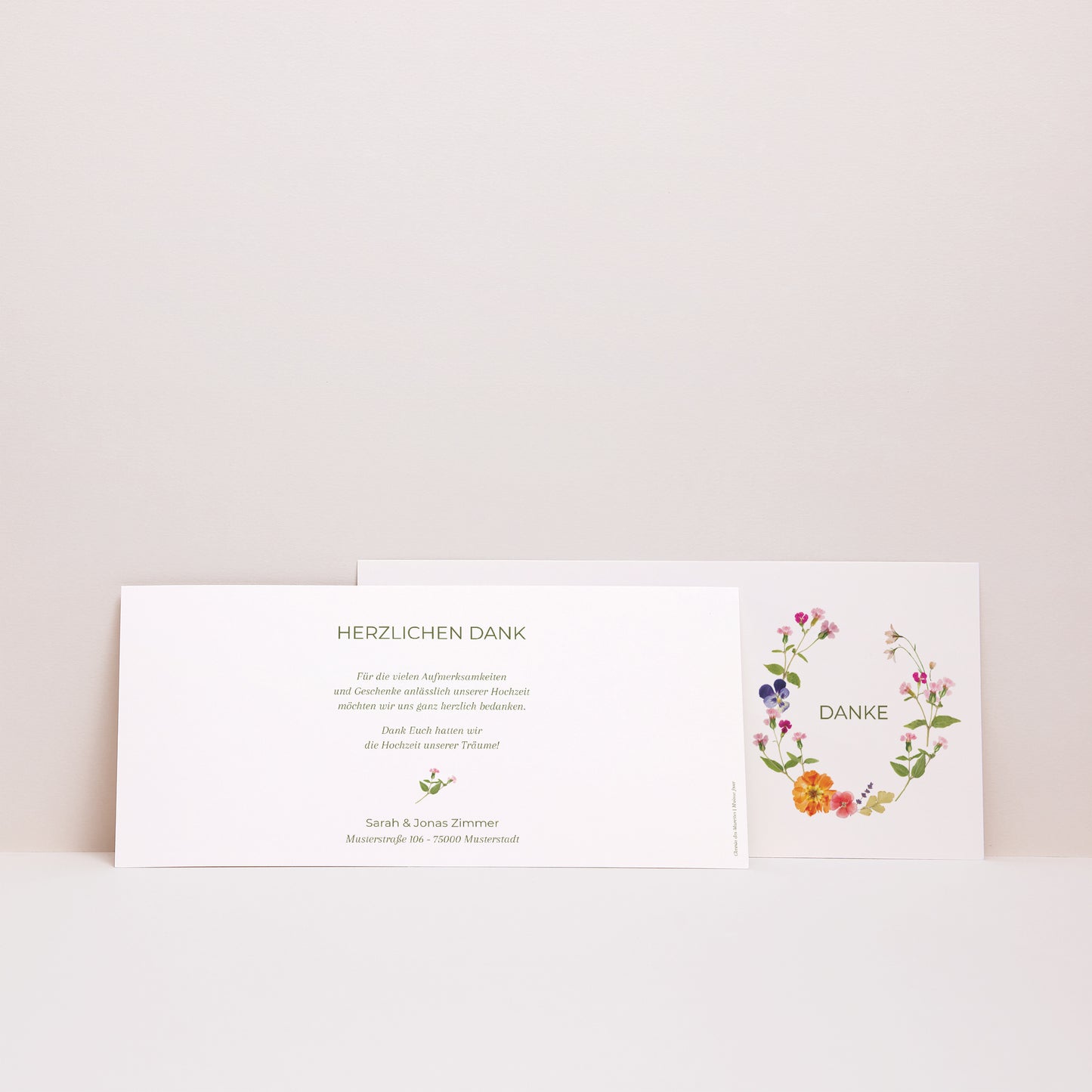 Dankeskarte Hochzeit Panoramische Landschaft Süße Ernte foto N° 3