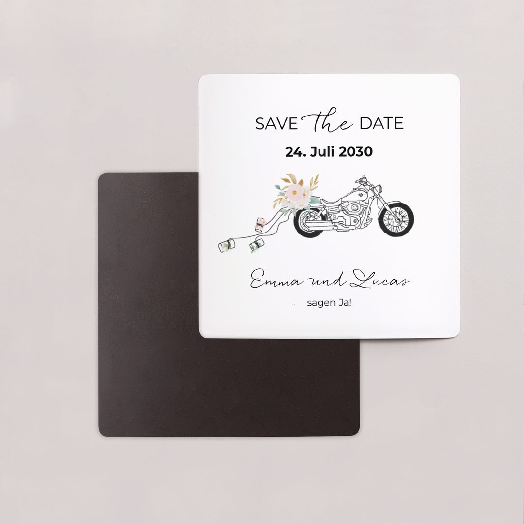 Save the date Karte Hochzeit Satz von 9, magnetisch. Blumige Harley foto N° 2