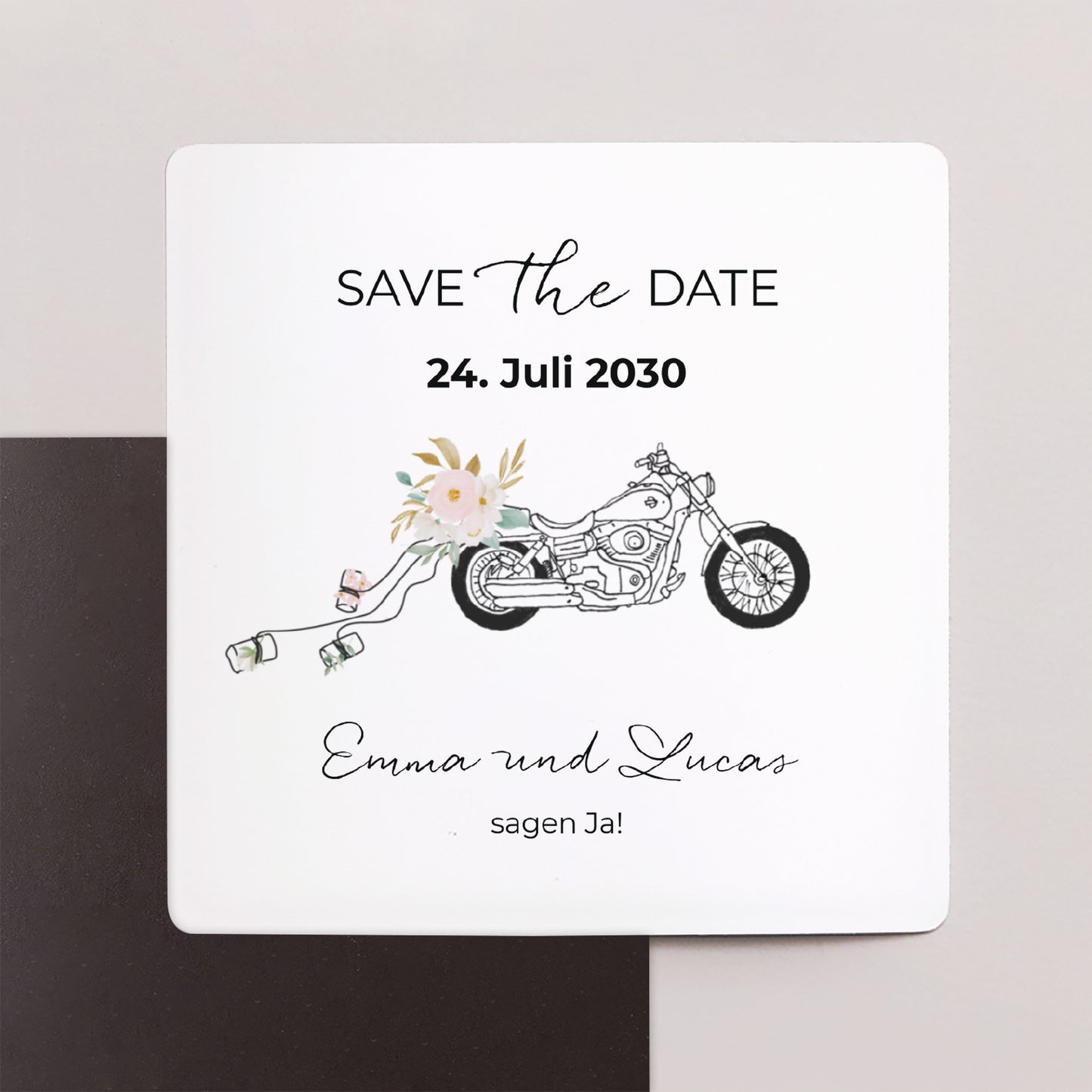 Save the date Karte Hochzeit Satz von 9, magnetisch. Blumige Harley foto N° 1