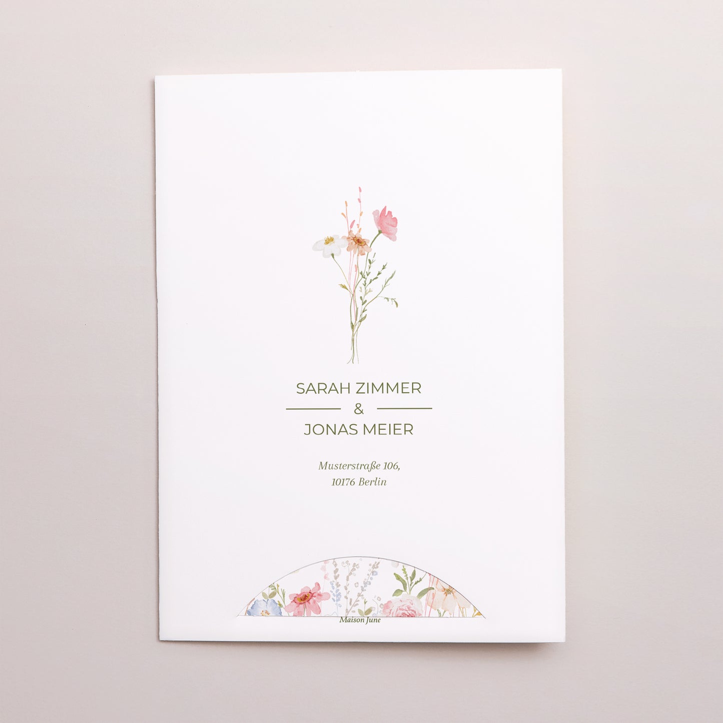 Einladungskarte Hochzeit Hülle für 2 Karten Wildblumenkranz foto N° 5