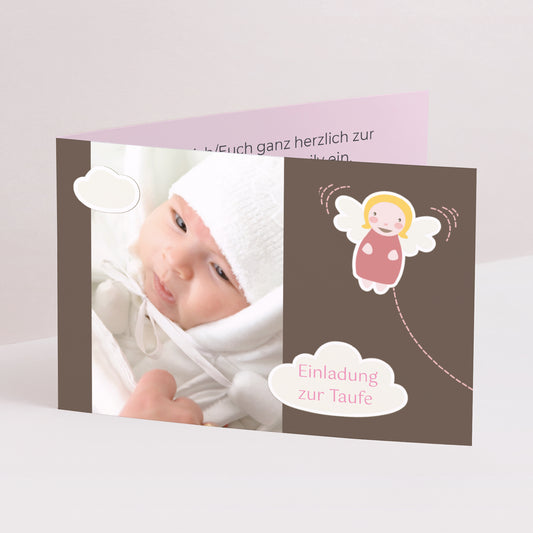 Taufeinladung Doppelflügel-Landschaft Baby Engel - Taufe foto