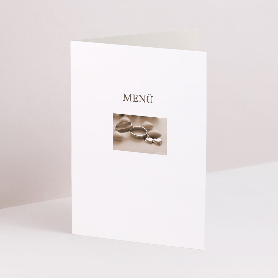 Menükarte Hochzeit Doppelter Porträtflügel Bündnis zweier Herzen foto