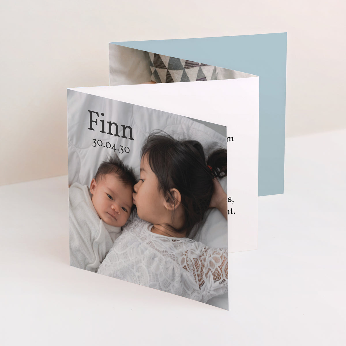 Geburtskarten Akkordeon Meine blaue Karte von Baby foto