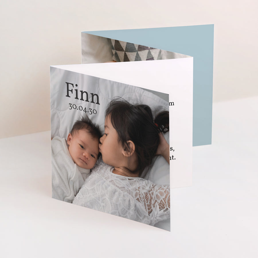 Geburtskarte Akkordeon Meine blaue Karte von Baby foto