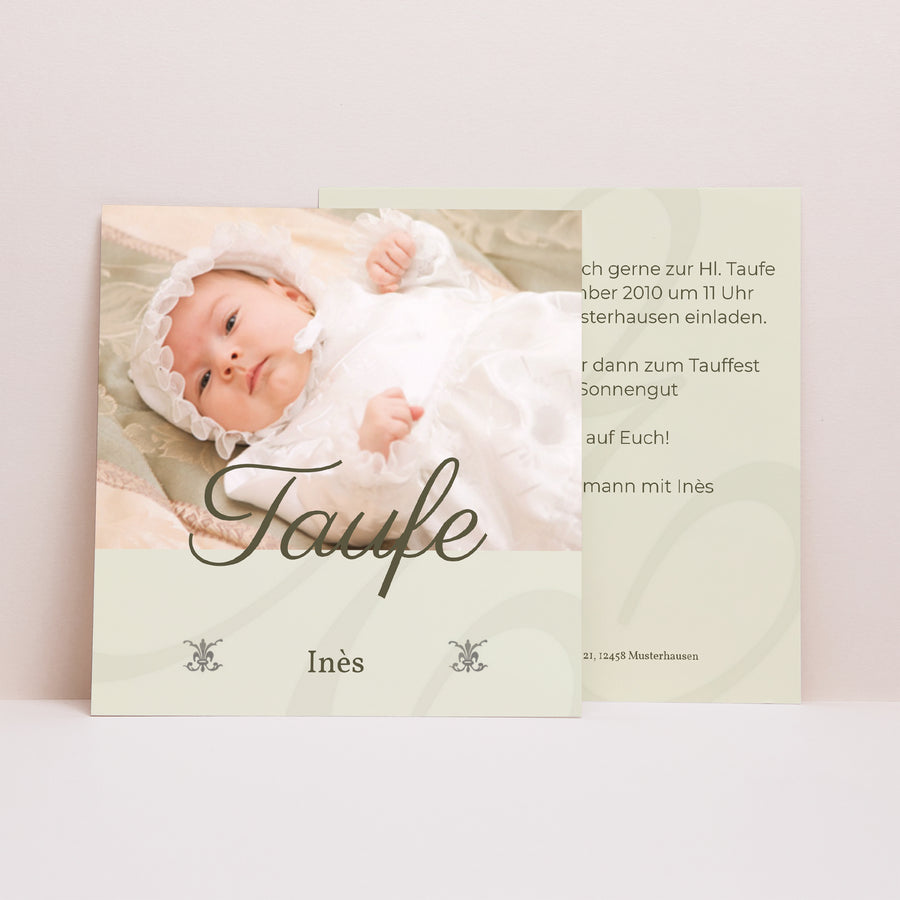 Taufeinladung Quadrat Zeremonie - Beige foto