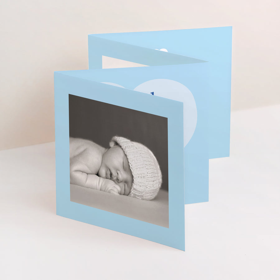 Geburtskarte Akkordeon Meine Geburt - Blau foto