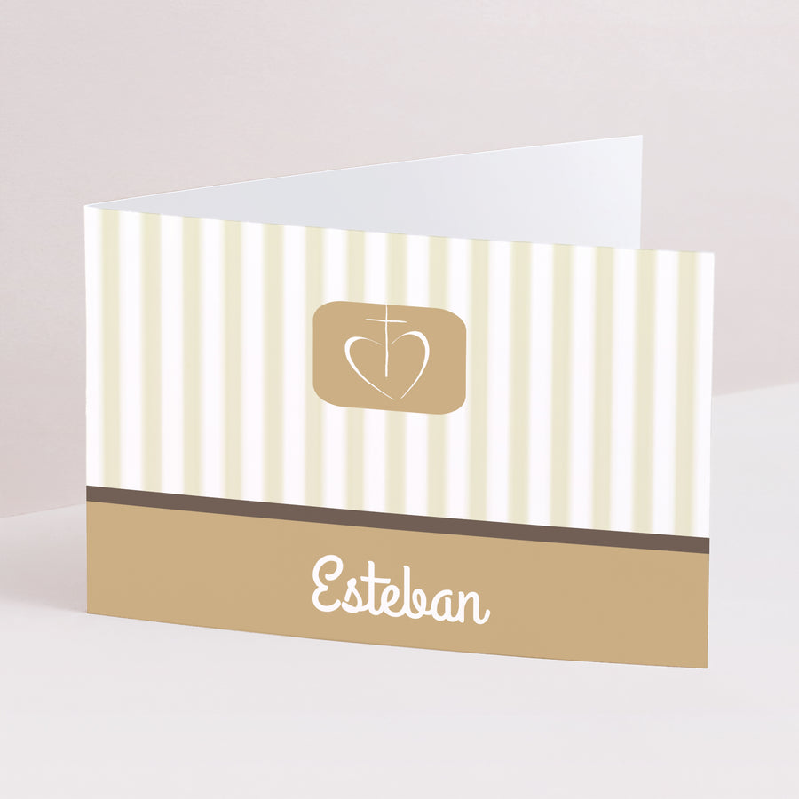 Einladungskarte Kommunion Doppelflügel-Landschaft Kommunion, Glaubensbekenntnis - beige foto