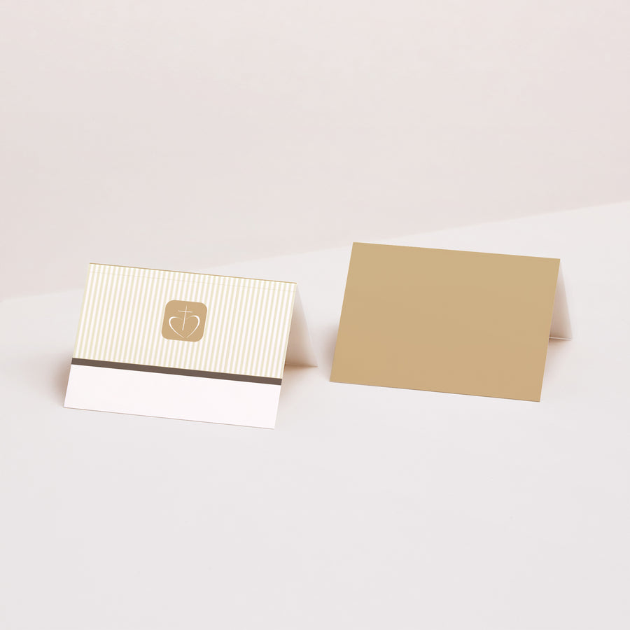 Tischkarten Kommunion Quer Kommunion, Glaubensbekenntnis - beige foto