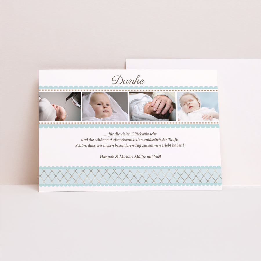 Dankeskarte Taufe Landschaft Taufe Retro - Junge foto