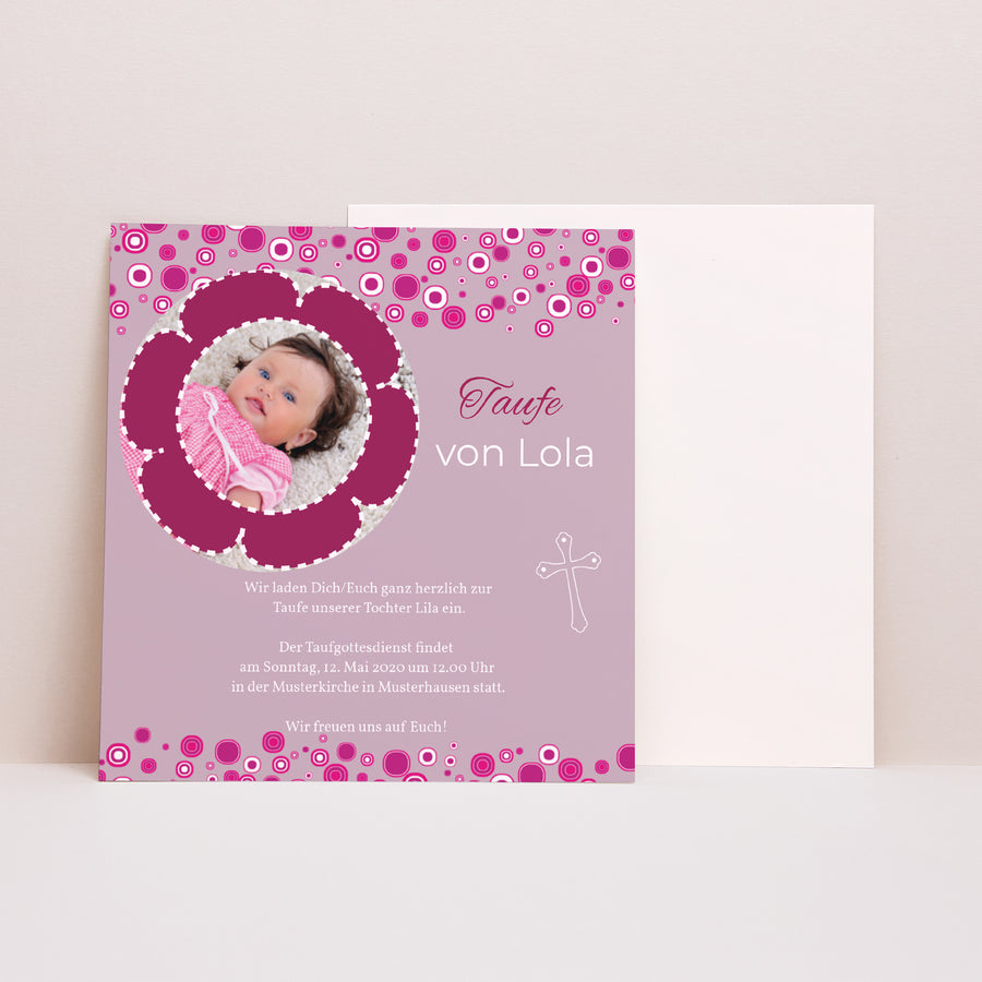 Taufeinladung Quadrat Taufe Pop - Mädchen foto