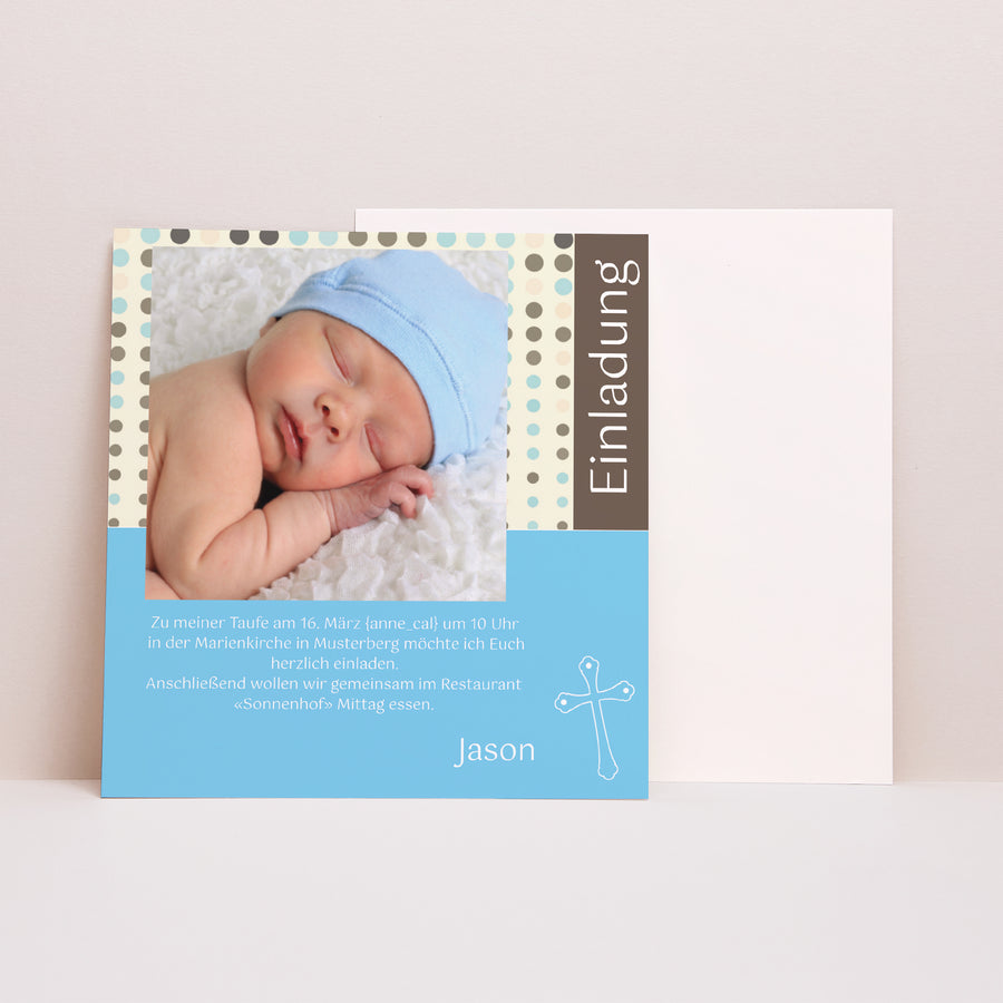 Taufeinladung Quadrat Taufe Pop - Junge foto