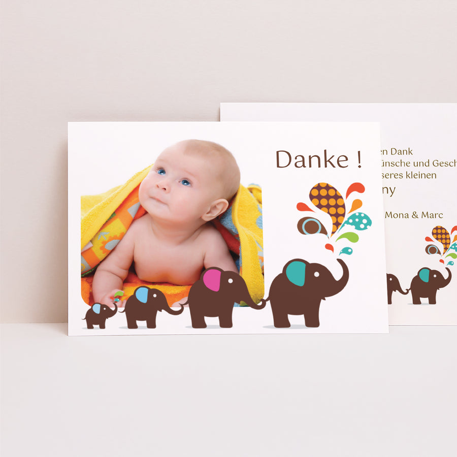 Dankeskarte Geburt Landschaft Marcus macht seinen Zirkus foto