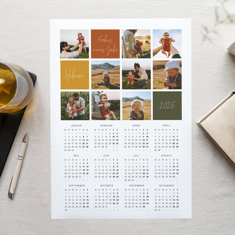 Kalender Weihnachten Einzelseite Porträt Multifotos und herbstliche Farben foto