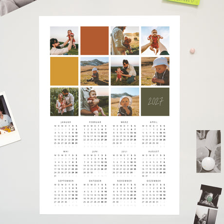 Kalender Weihnachten Magnetischer, einblattkalender hochformat Multifotos und herbstliche Farben