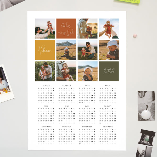 Kalender Weihnachten Magnetischer, einblattkalender hochformat Multifotos und herbstliche Farben foto