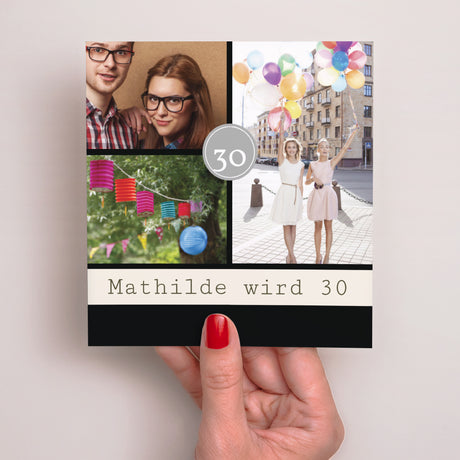 Beilegekarte Geburtstag Erwachsener Quadrat Extravaganz und Eleganz