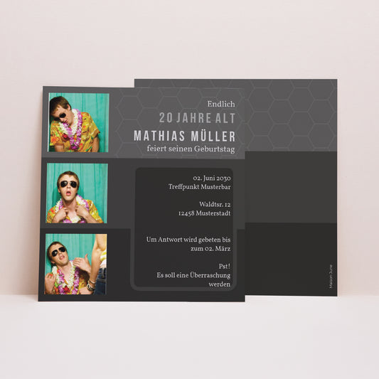 Beilegekarte Geburtstag Erwachsener Quadrat High Tech foto