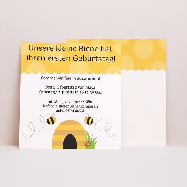 Einladungskarte Kindergeburtstag Quadrat Die schöne Biene foto