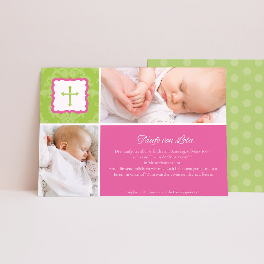 Taufeinladung Landschaft Rosa-Grün foto