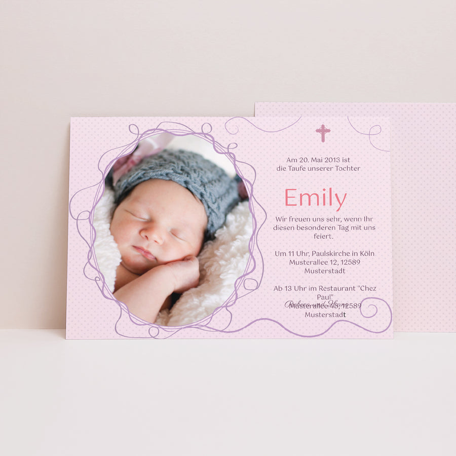 Taufeinladung Landschaft Flieder foto