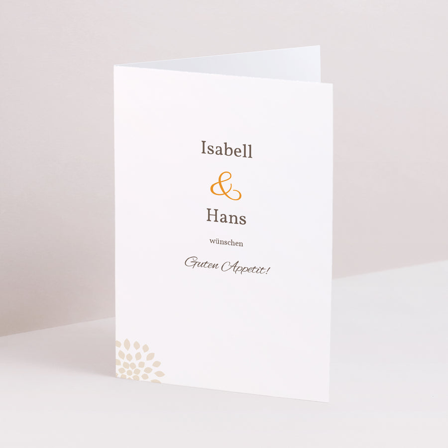 Menükarte Hochzeit Doppelter Porträtflügel Provenzalische Landschaft foto