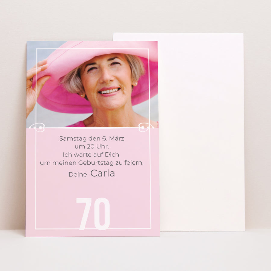 Beilegekarte Geburtstag Erwachsener PortraitPorträt 70 Jahre foto